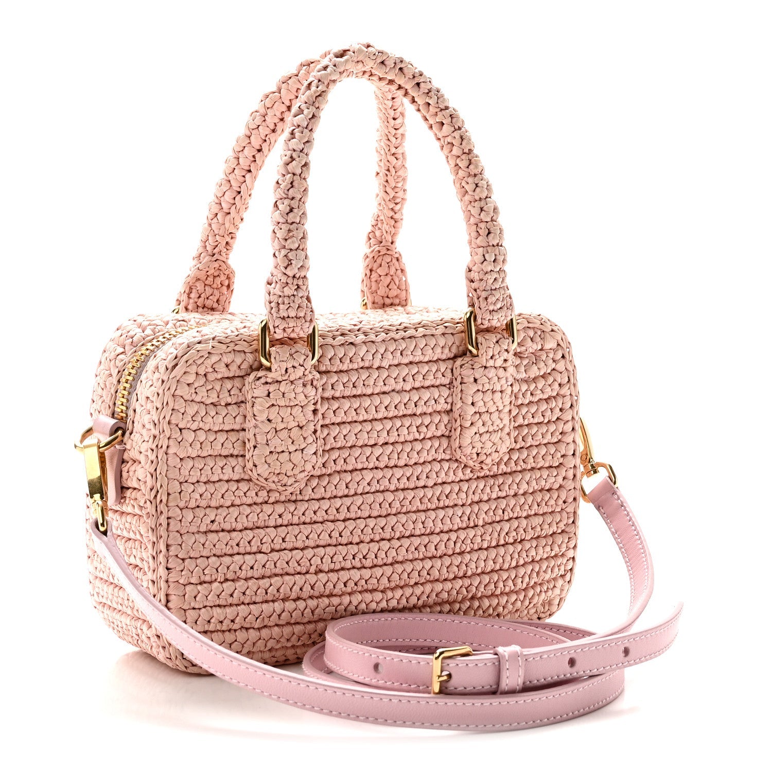 Miu Miu Crochet Calfskin S Narrow Arcadie Alabaster Pink