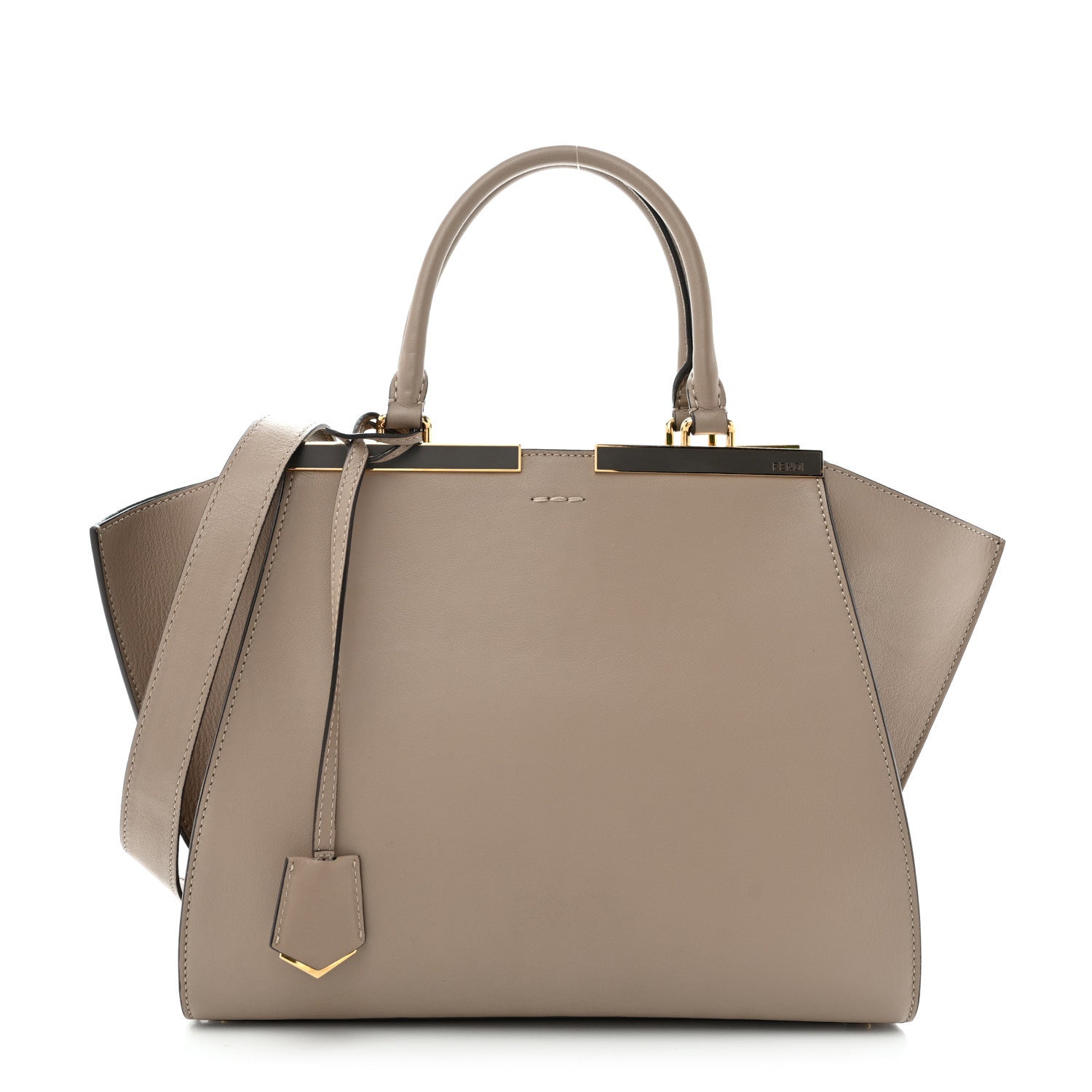 Fendi Vitello Dolce Shiny Nappa Petite 3Jours Tote Tortora Emerald