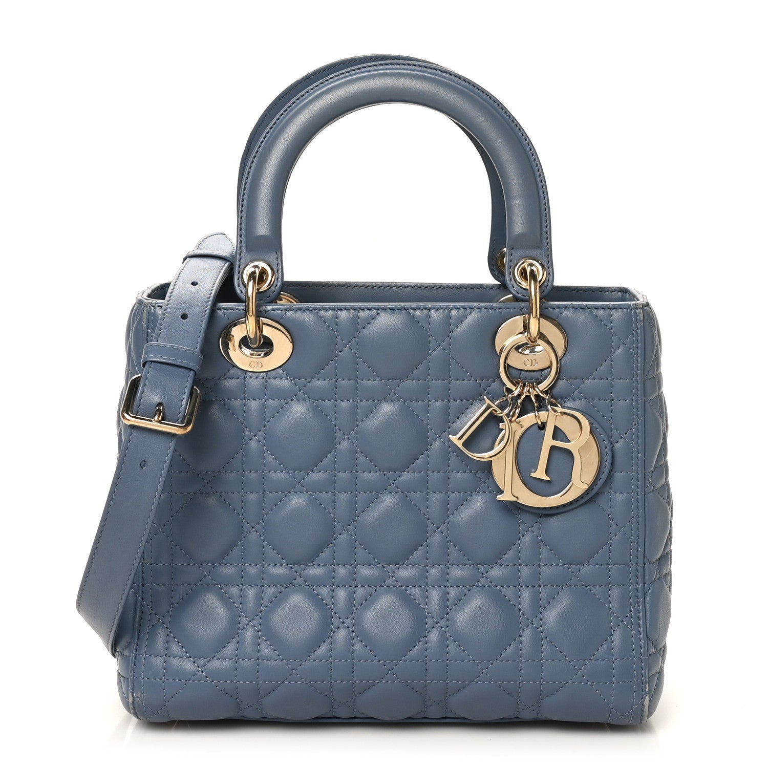Dior Lambskin Cannage Medium Lady Dior Denim Blue