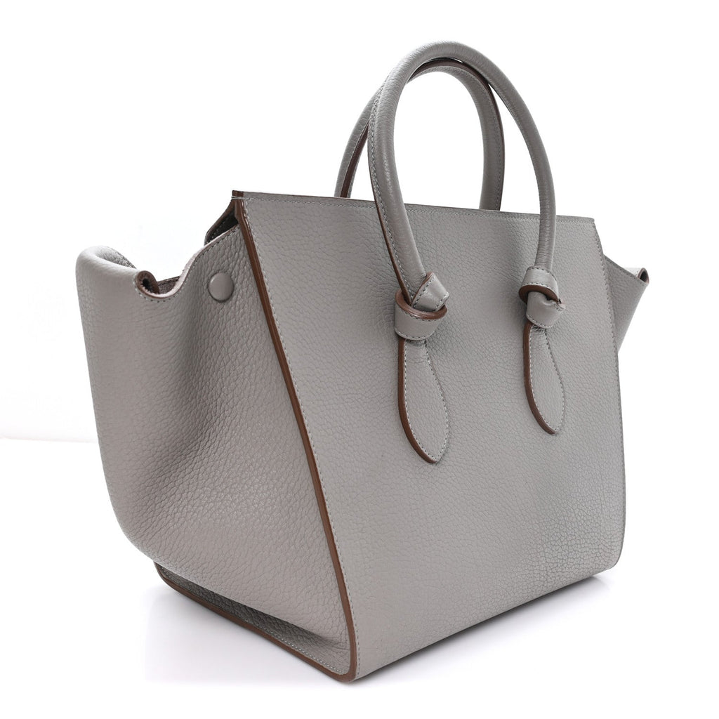 Celine Crisped Calfskin Small Tie Knot Tote Medium Grey