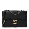 Gucci Dollar Calfskin Interlocking G Shoulder Bag Black