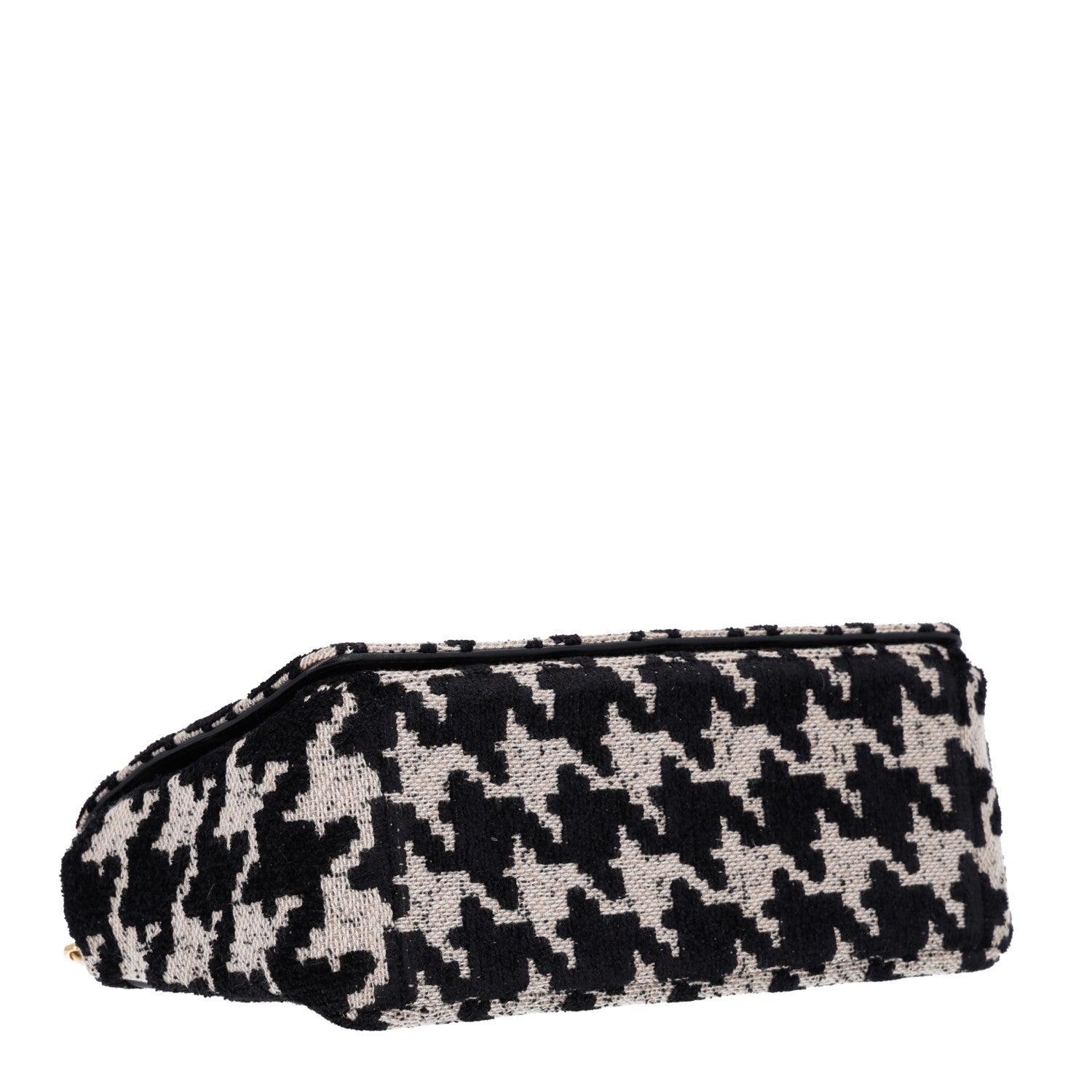 Dior Technical Canvas Macro Houndstooth Medium Caro Bag Black White