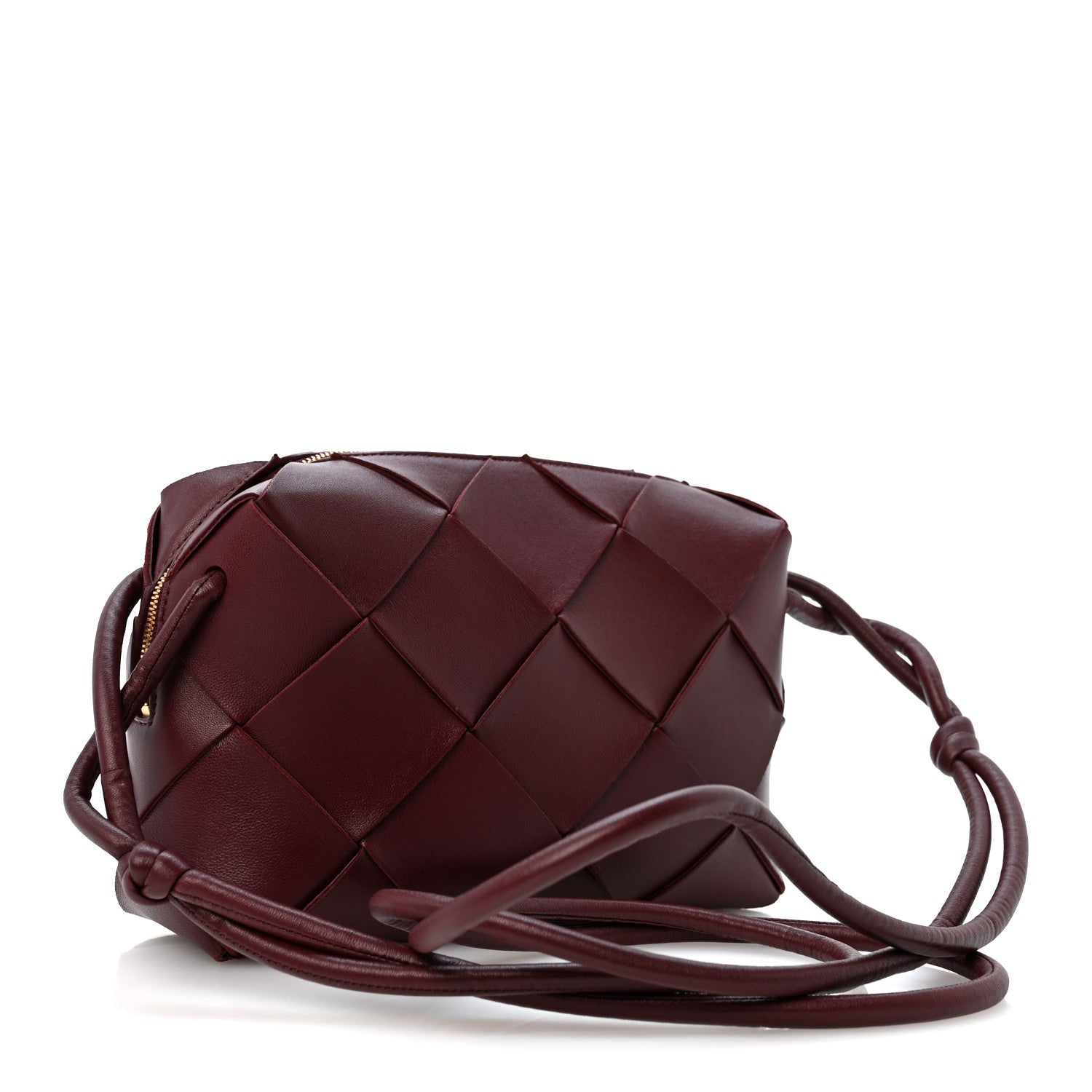 Bottega Veneta Lambskin Maxi Intrecciato Small Cassette Camera Bag Barolo