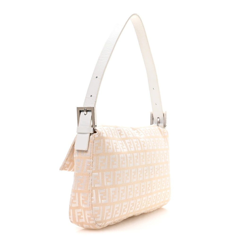 Fendi Zucchino Cuoio Mini Mama Baguette Beige White