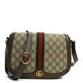 Gucci GG Supreme Monogram Web Small Ophidia Flap Messenger Bag Brown