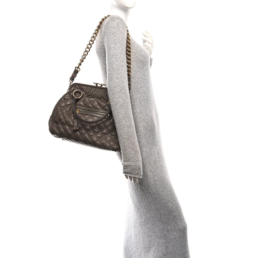 Calfskin Quilted Stam Brown