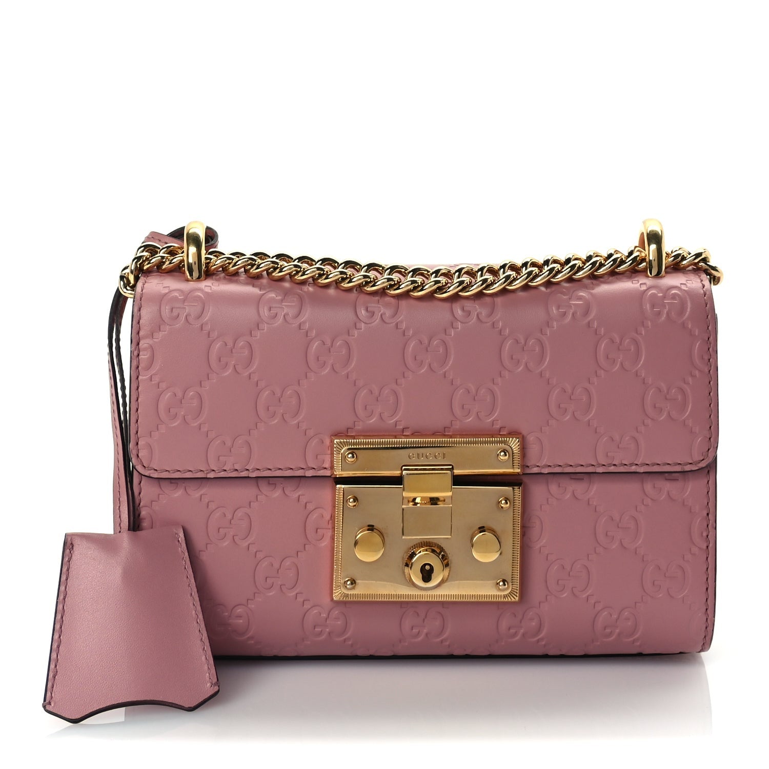 Guccissima Small Padlock Shoulder Bag Rose Baby Candy