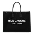 Saint Laurent Linen Calfskin Rive Gauche Tote Black