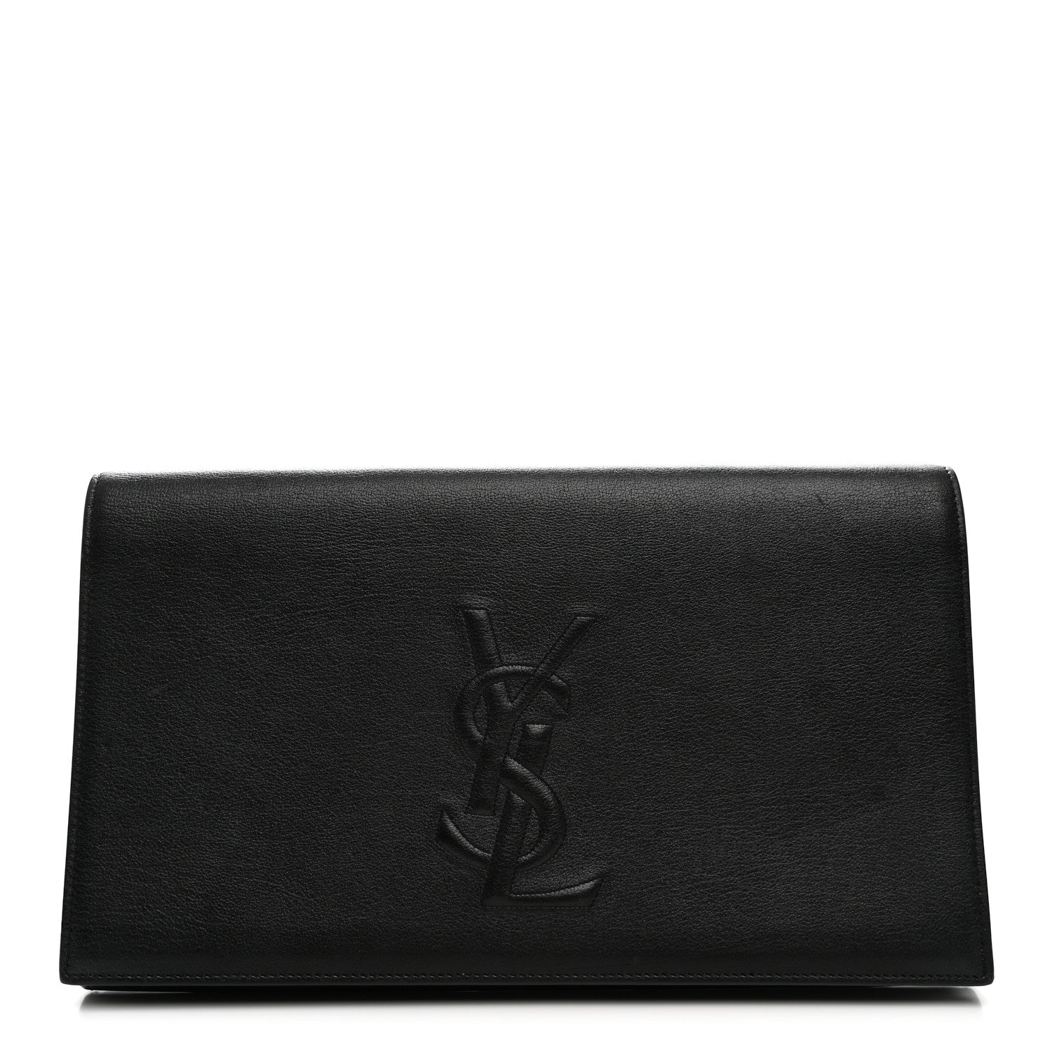 Saint Laurent Calfskin Monogram Large Belle De Jour Clutch Black