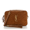 Saint Laurent Suede Matelasse Monogram Lou Camera Bag Cinnamon