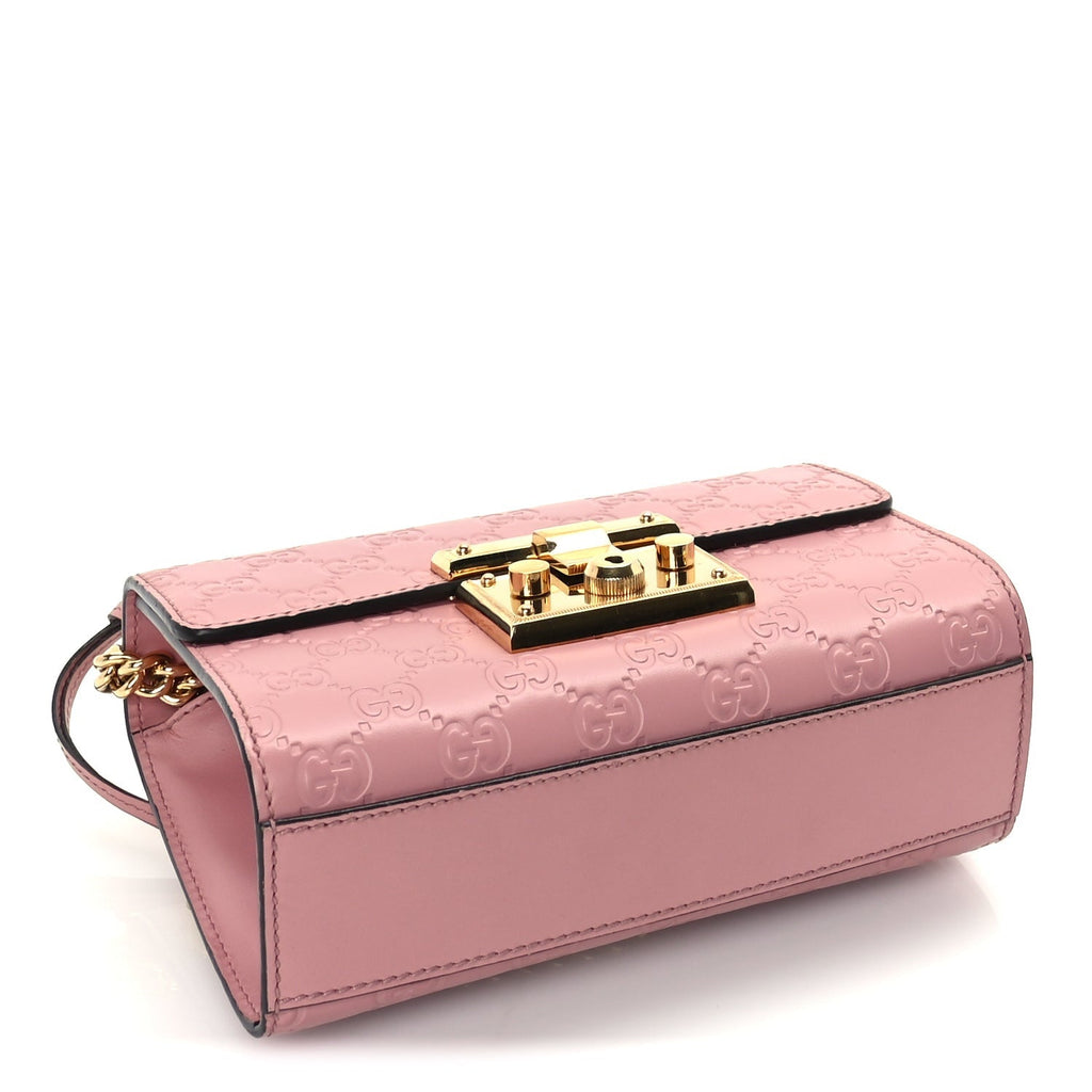 Guccissima Small Padlock Shoulder Bag Rose Baby Candy