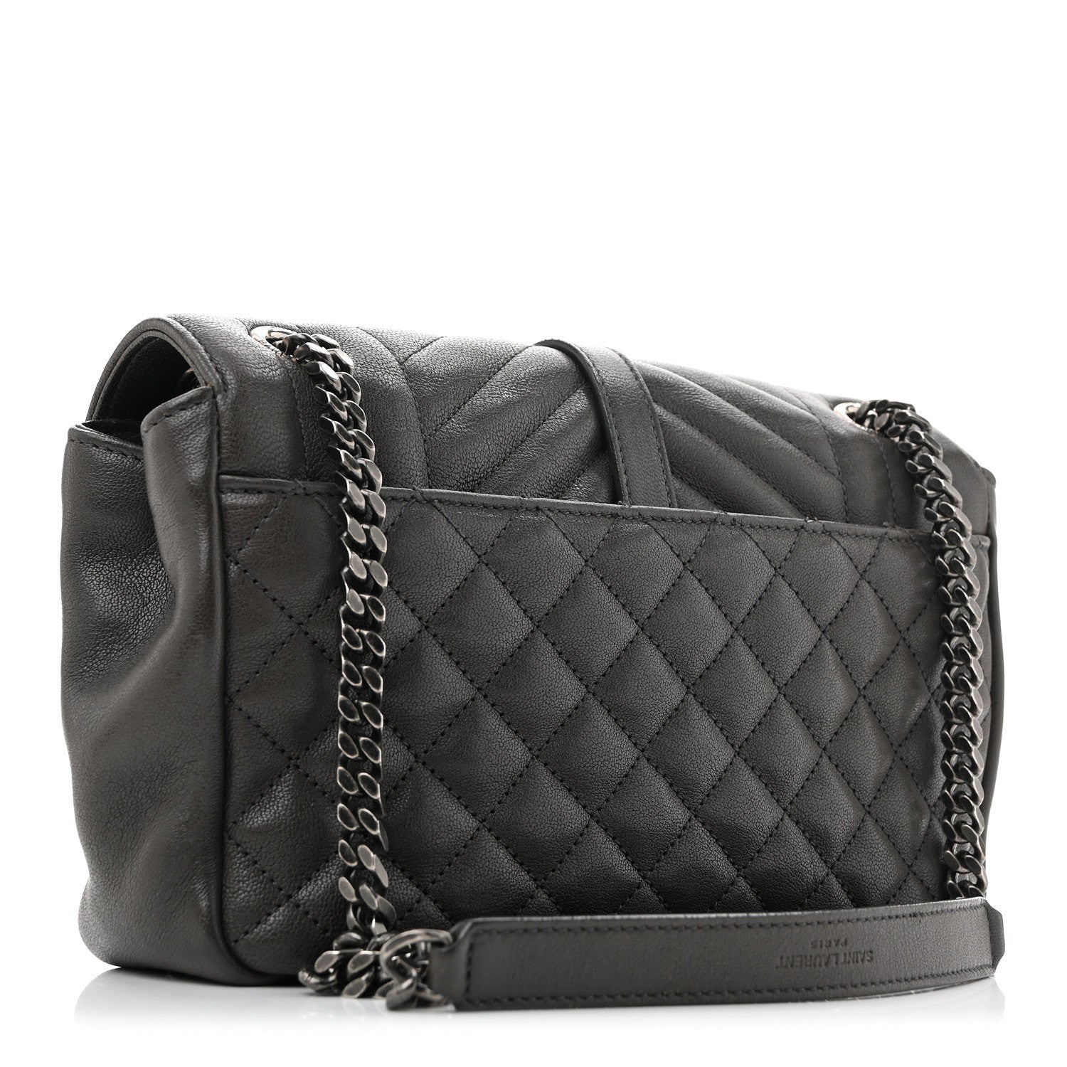 Saint Laurent Sheepskin Tri-Quilt Monogram Medium College Bag Coal