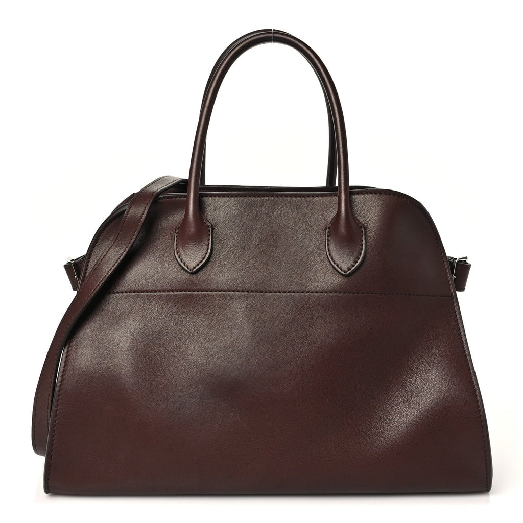 The Row Polished Saddle Calfskin Soft Margaux 12 Dark Brown