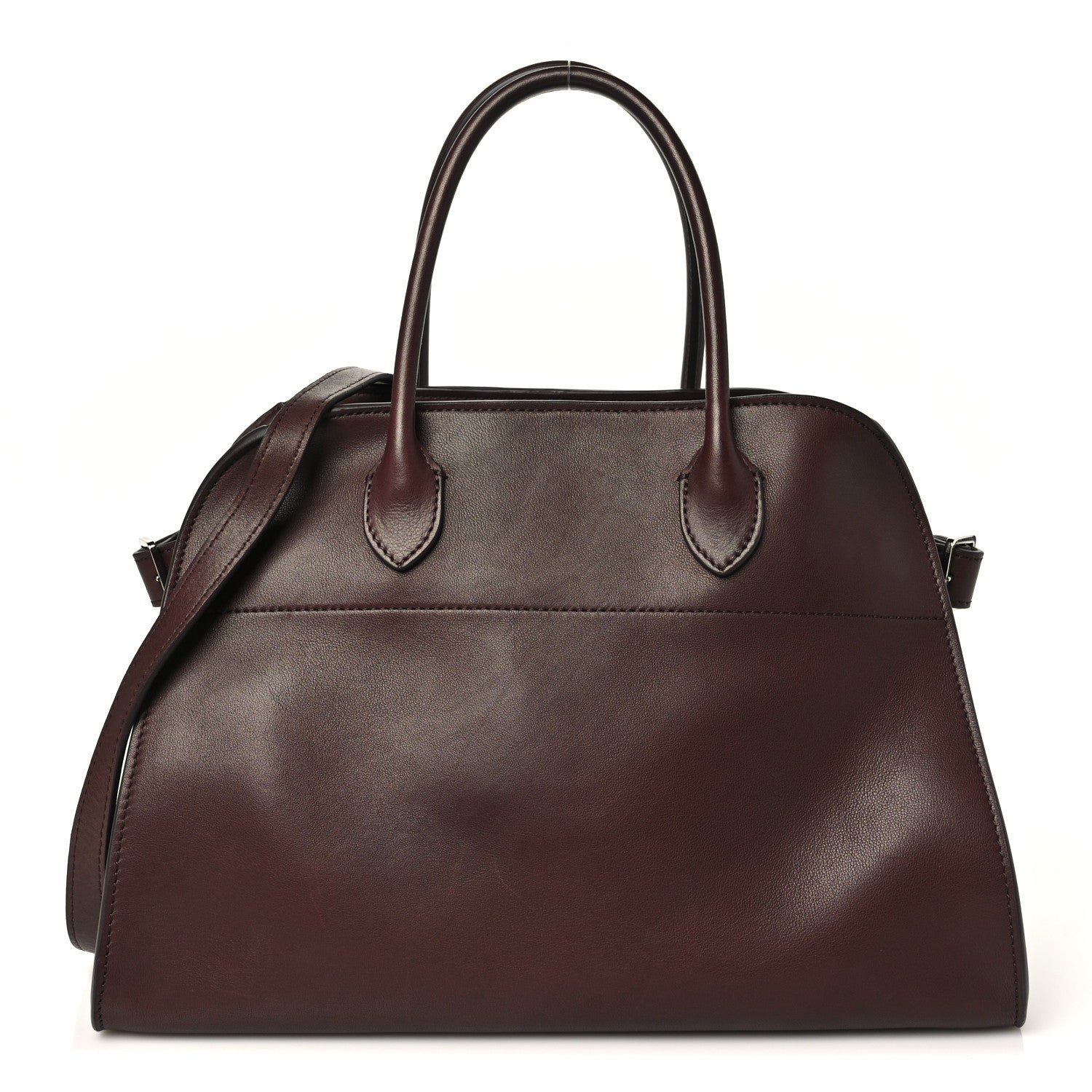 The Row Polished Saddle Calfskin Soft Margaux 12 Dark Brown