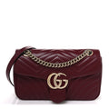 Gucci Lambskin Matelasse Small GG Marmont Shoulder Bag Rosso Ancora