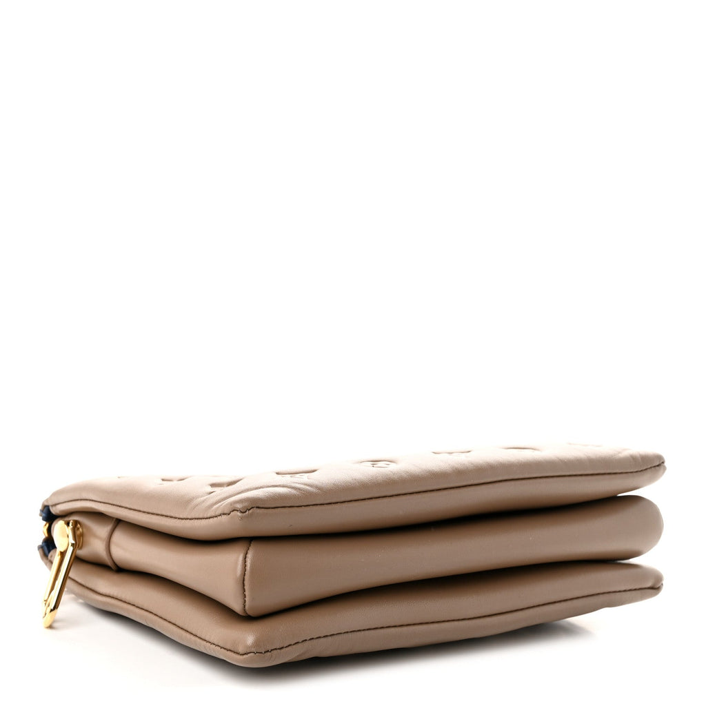 Louis Vuitton Lambskin Embossed Monogram Coussin PM Taupe