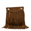 Saint Laurent Suede Calfskin Small Grace Fringed Hobo Bag Light Ocre