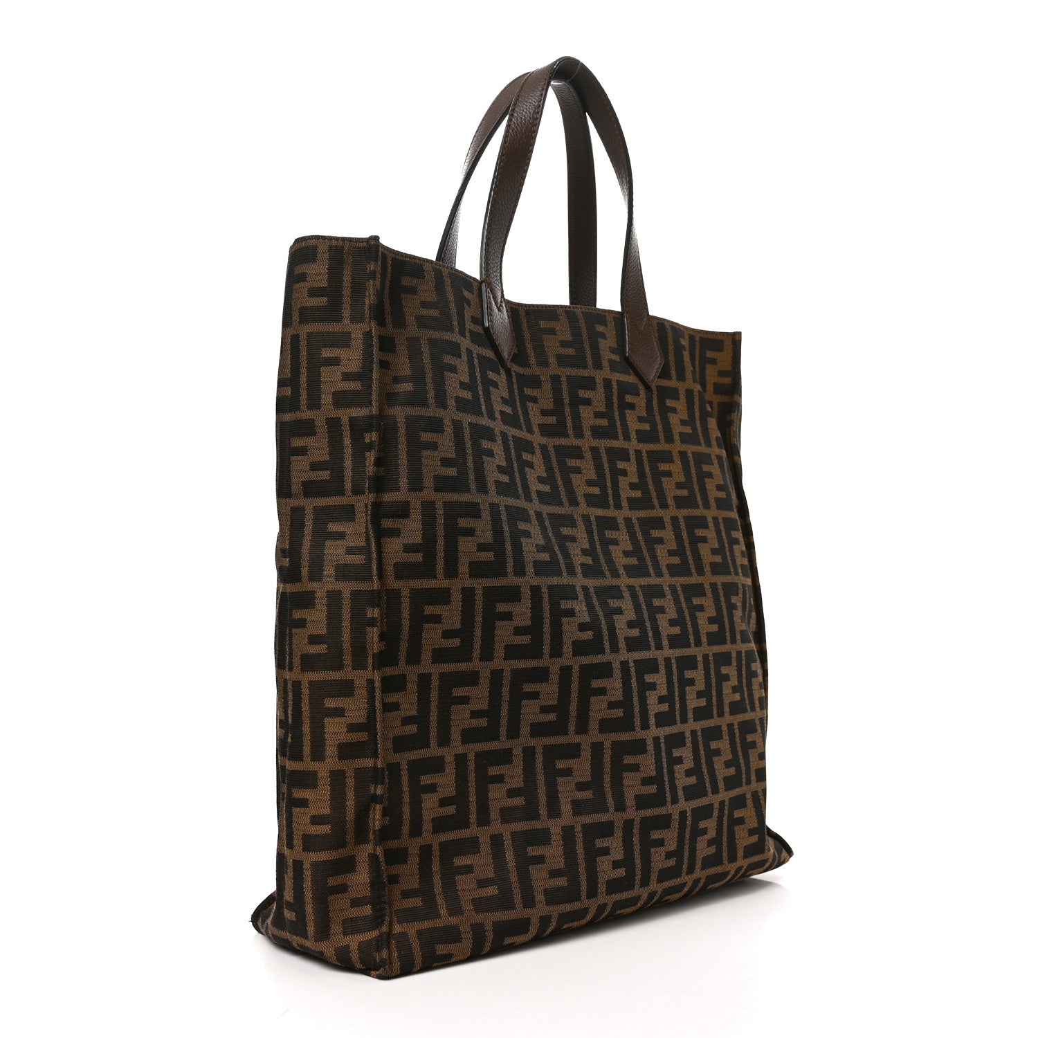 Fendi Zucca Vitello Artic Special Shopping Tote Tobacco Castagna