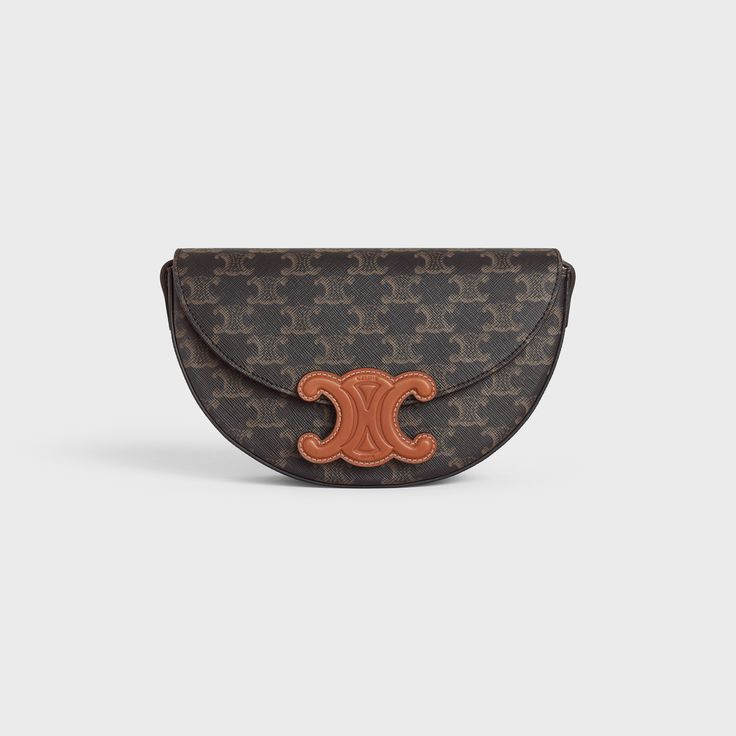 Celine Besace Cuir Triomphe in Triomphe Canvas and Calfskin Tan - front