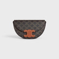 Celine Besace Cuir Triomphe in Triomphe Canvas and Calfskin Tan - front