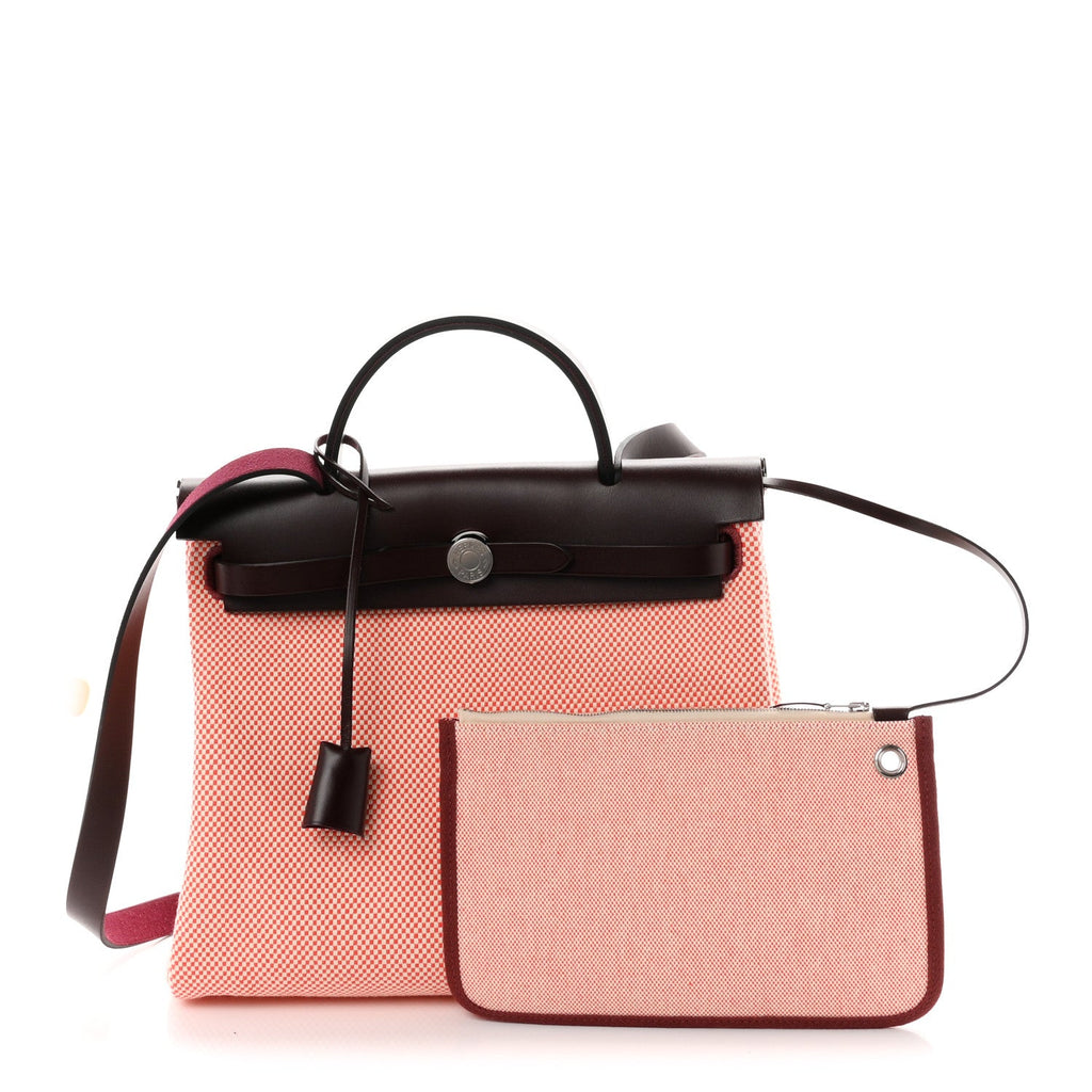 Hermès Criss Viking Vache Hunter Herbag Zip Retourne 31 PM Ecru Brique Anemone Rouge Sellier