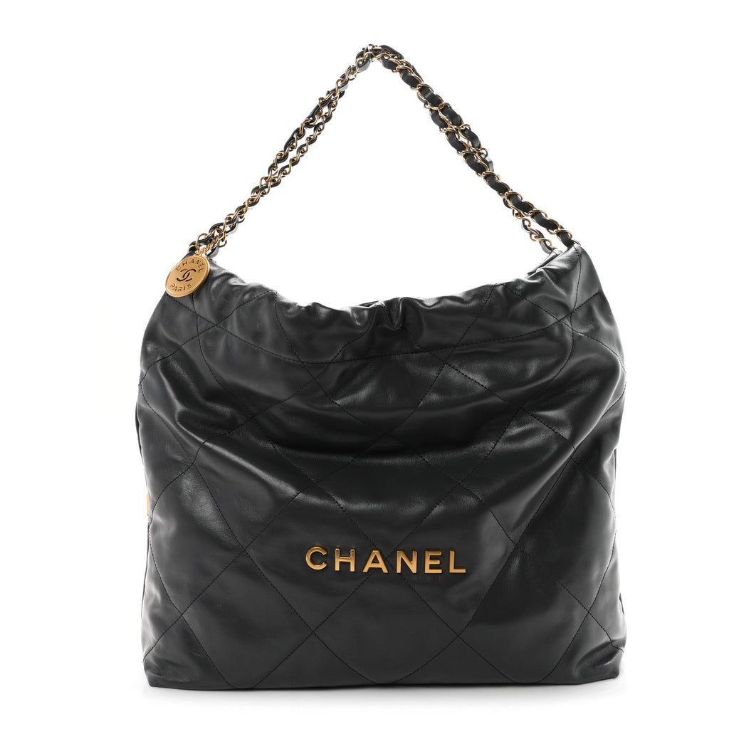 Chanel Shiny Calfskin Quilted Chanel 22 Dark Grey