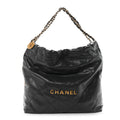 Chanel Shiny Calfskin Quilted Chanel 22 Dark Grey