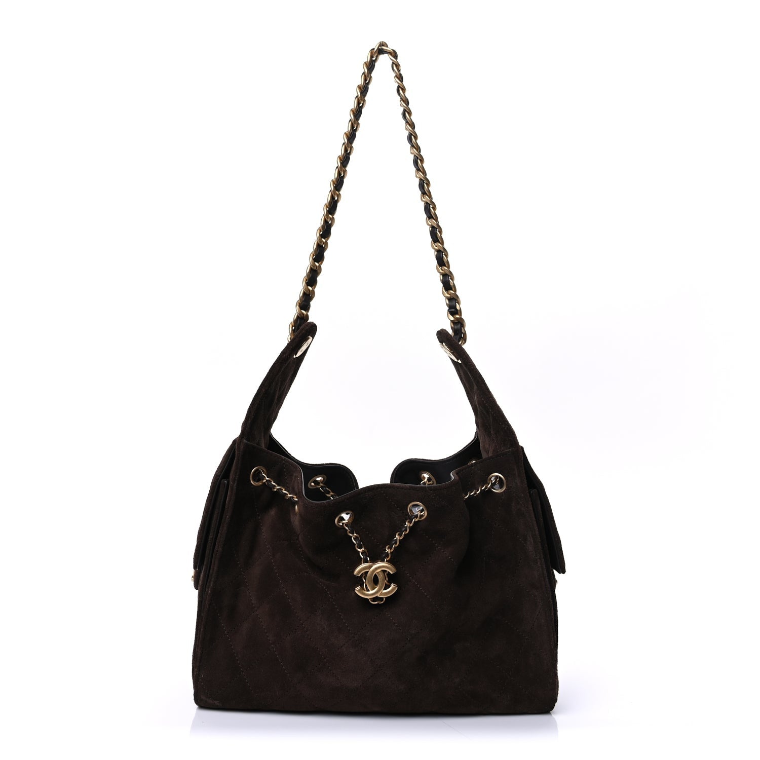 Chanel Suede Quilted Small 25 Handbag Brown