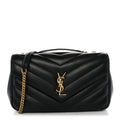 Saint Laurent Lambskin Chevron Quilted Medium Loulou Black
