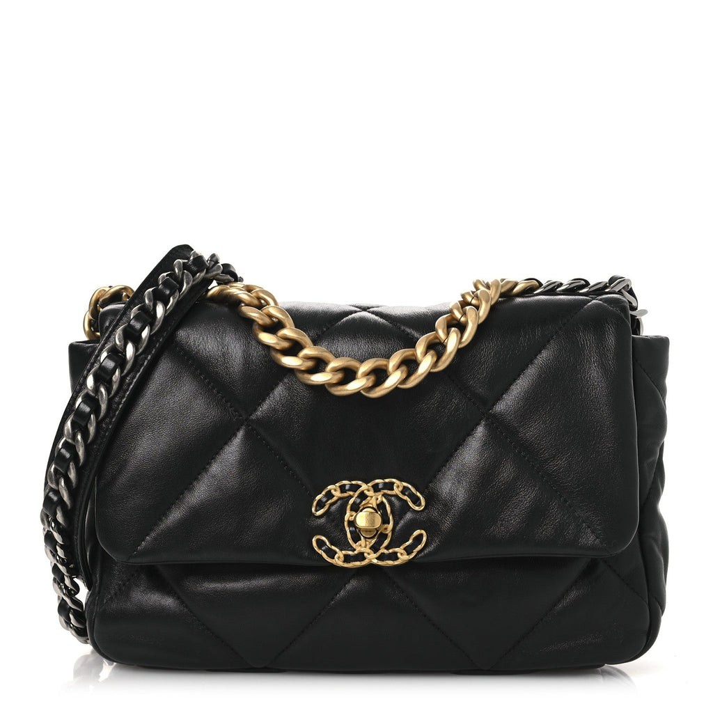 Chanel Lambskin Quilted Medium Chanel 19 Flap Black