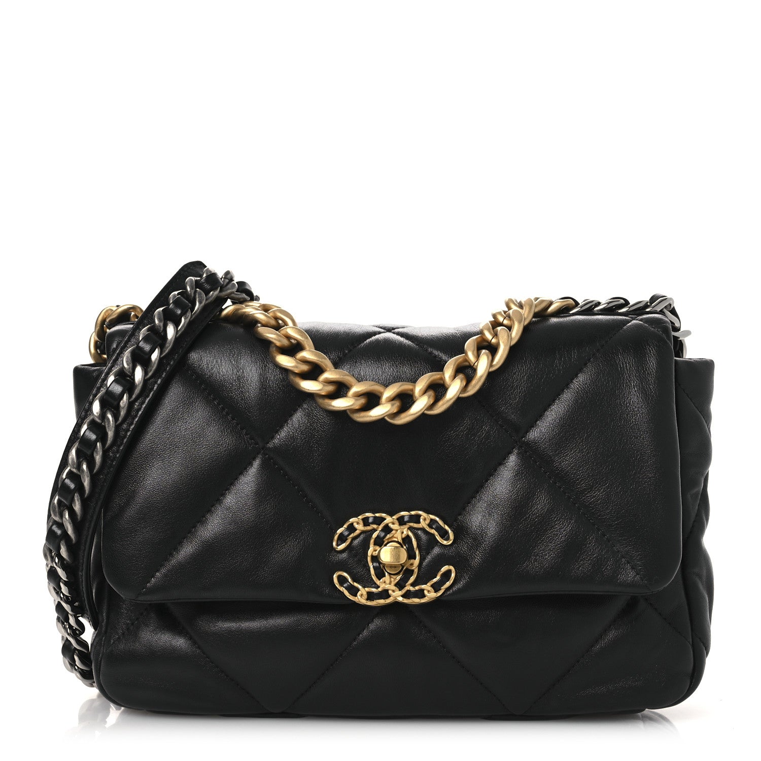 Chanel Lambskin Quilted Medium Chanel 19 Flap Black