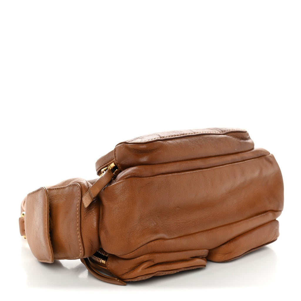 Miu Miu Nappa Multi Pocket Hobo Caramel