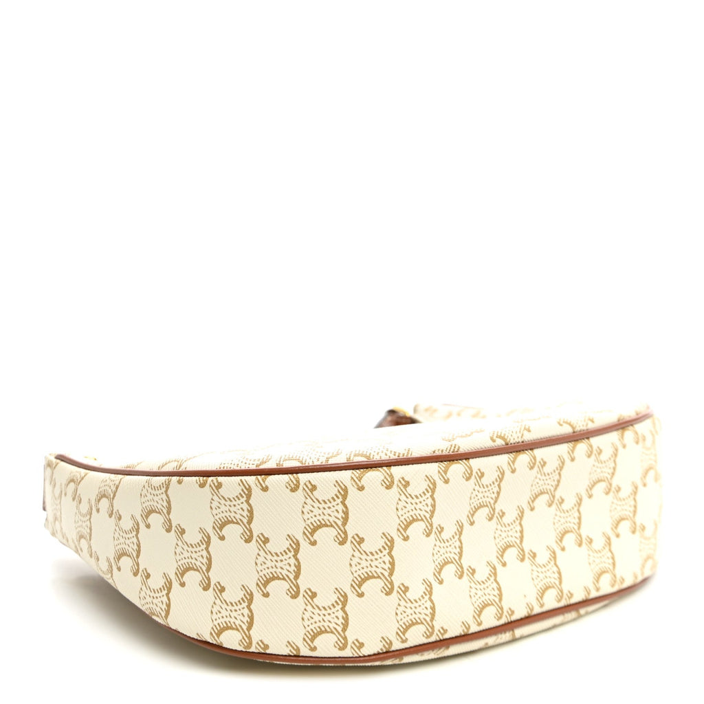 Celine Canvas Calfskin Ava Triomphe Shoulder Bag White