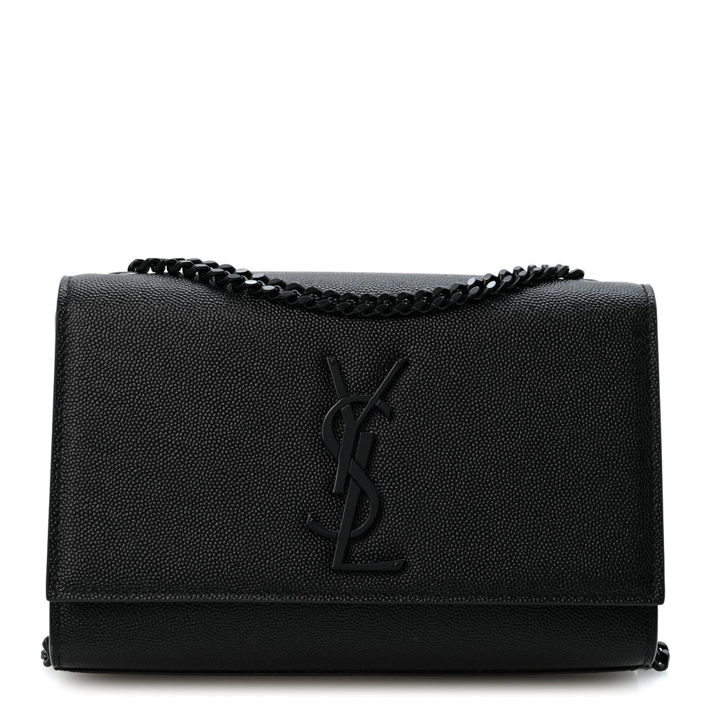 Saint Laurent Grain De Poudre Small Monogram Monochrome Kate Satchel Black