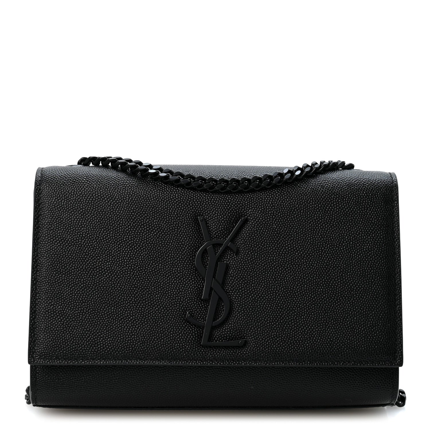 Saint Laurent Grain De Poudre Small Monogram Monochrome Kate Satchel Black