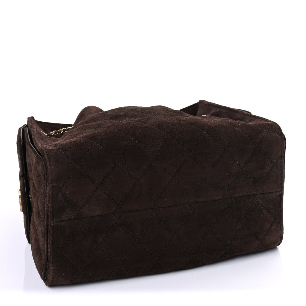 Chanel Suede Quilted Small 25 Handbag Brown