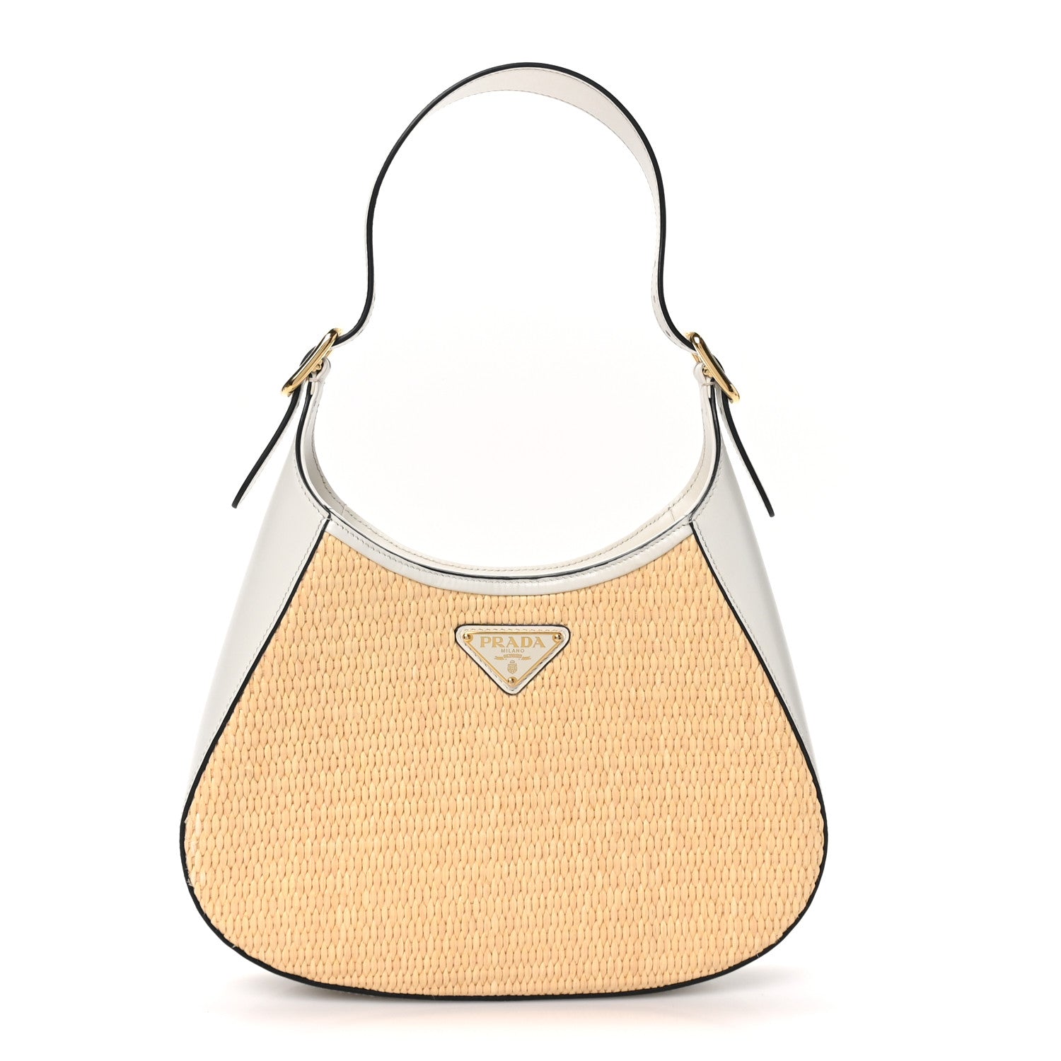 Prada Paglia Spazzolato Shoulder Bag Naturale White