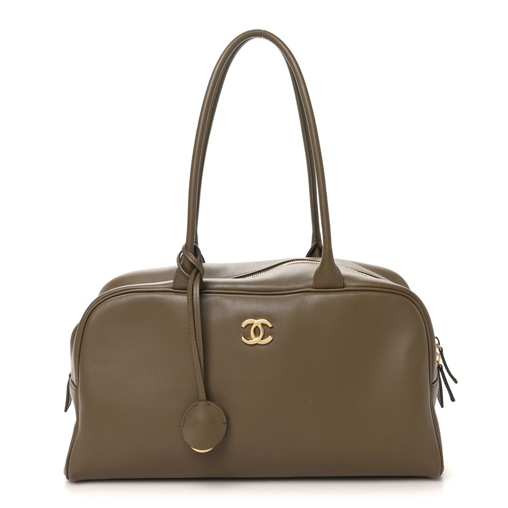 Chanel Calfskin Large Perfect Bowling Bag Dark Khaki