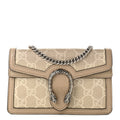 Gucci GG Supreme Monogram Textured Dollar Calfskin Super Mini Dionysus Shoulder Bag Beige Mystic White Oatmeal