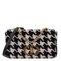 Dior Technical Canvas Macro Houndstooth Medium Caro Bag Black White