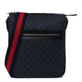 Gucci GG Supreme Monogram Appia Calfskin Web Large Messenger Bag Black Grey