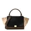 Celine Smooth Calfskin Suede Medium Tri-Color Trapeze Olive
