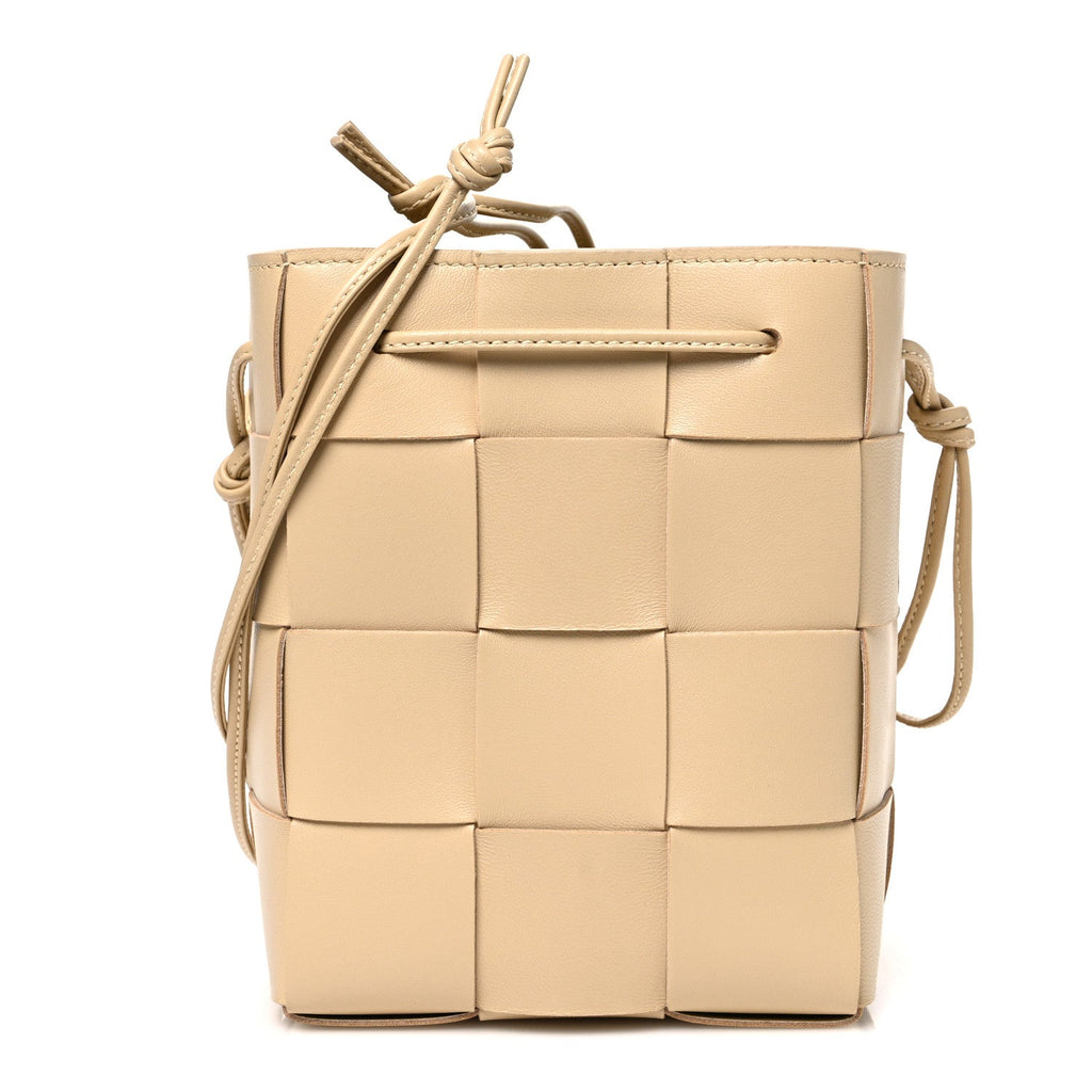 Bottega Veneta Nappa Maxi Intrecciato Cassette Bucket Bag Almond