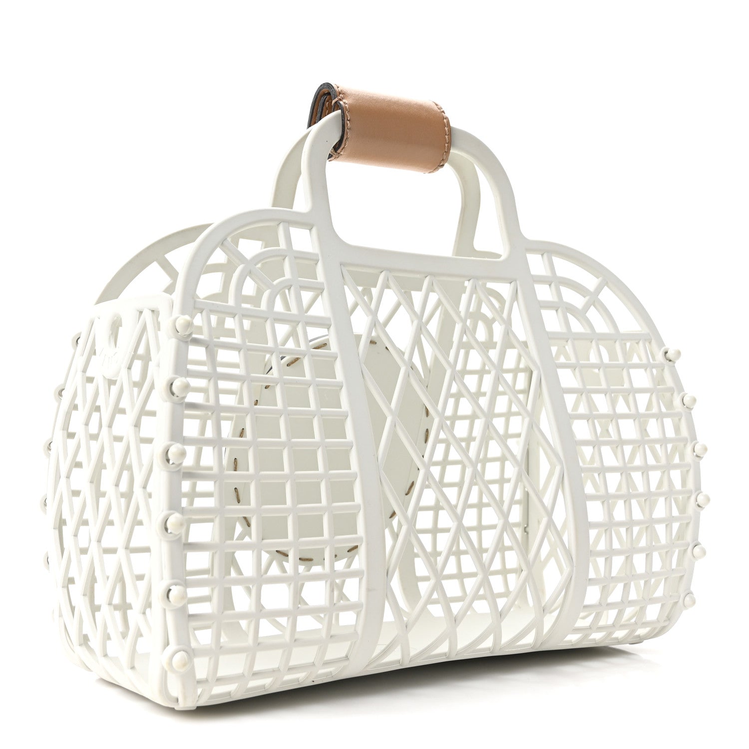 Fendi Recycled Plastic Vitello Liberty Matte Small Fendi Basket White Ice Miele