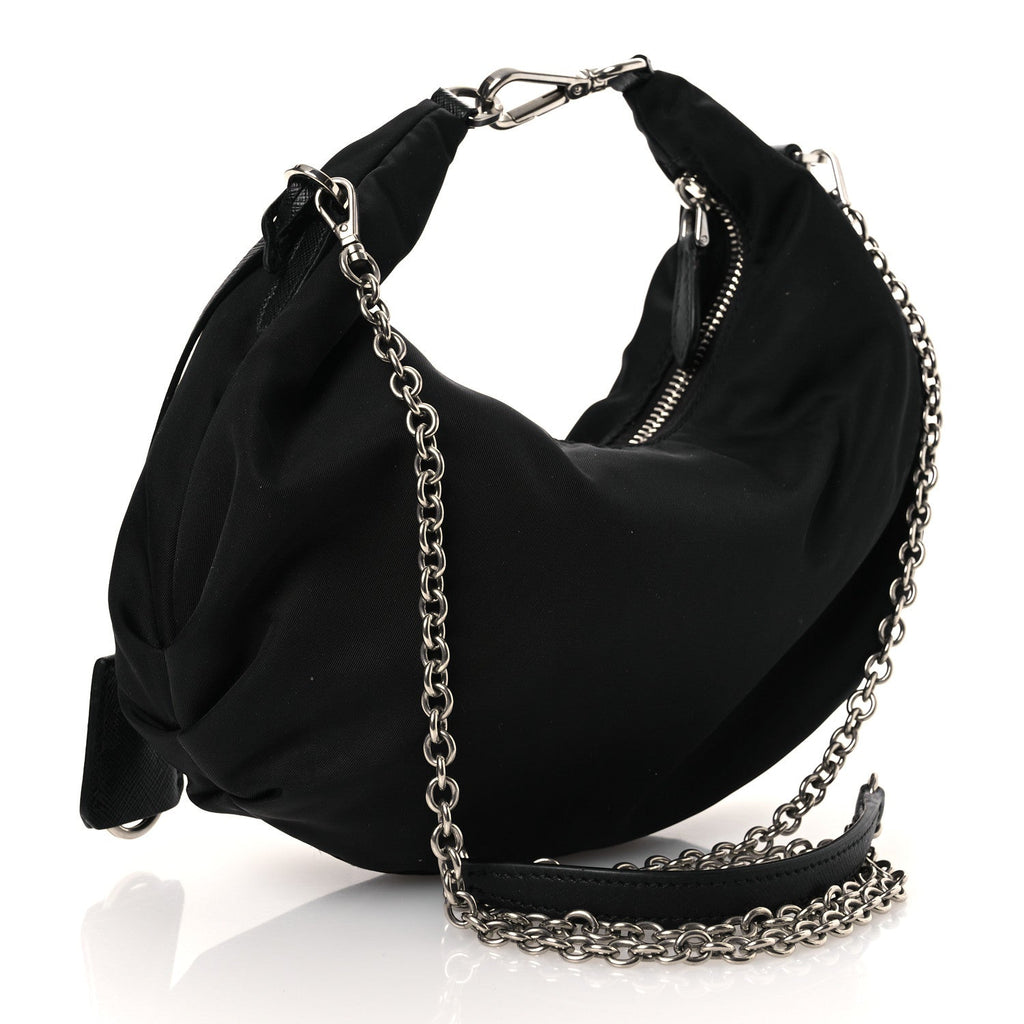 Prada Tessuto Nylon Saffiano Re-Edition 2006 Shoulder Bag Black Black