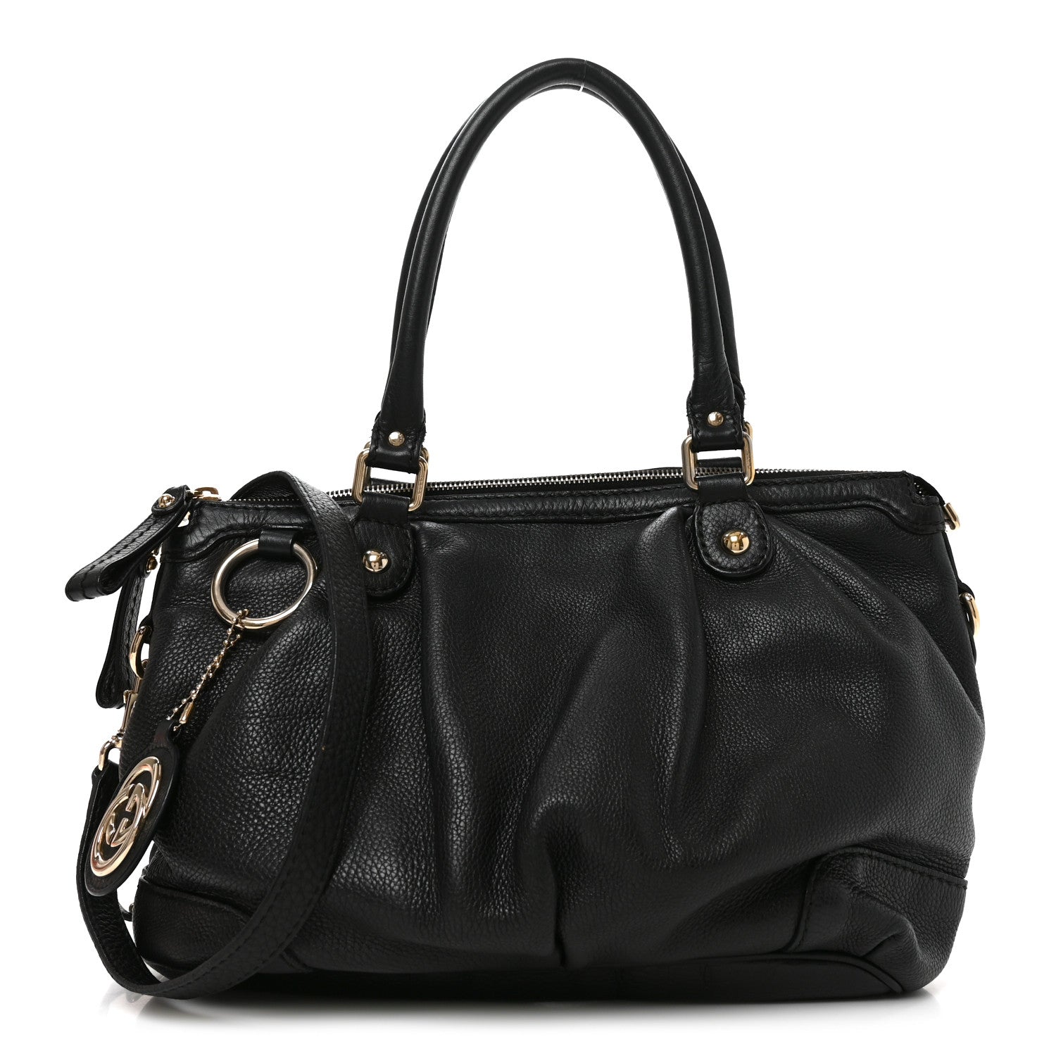 Gucci Calfskin Medium Sukey Top Handle Bag Black