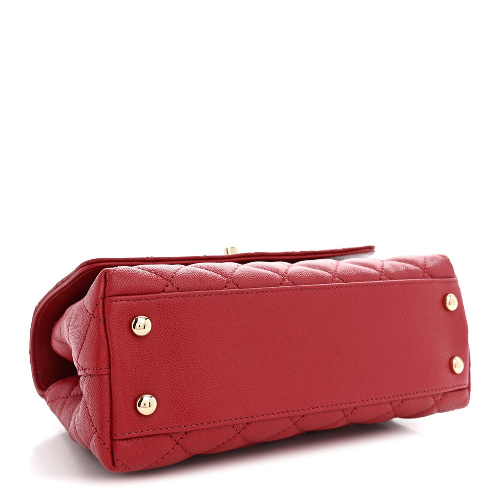 Chanel Caviar Quilted Mini Coco Handle Flap Red