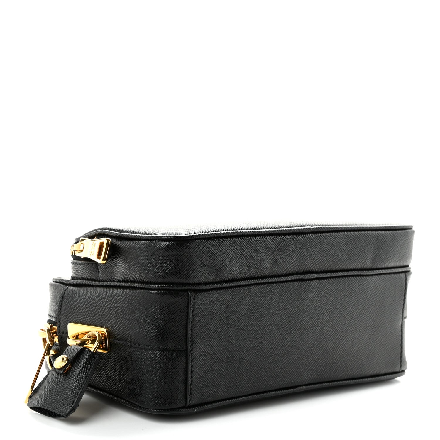 Prada Saffiano Lux Double Zip Crossbody Bag Black