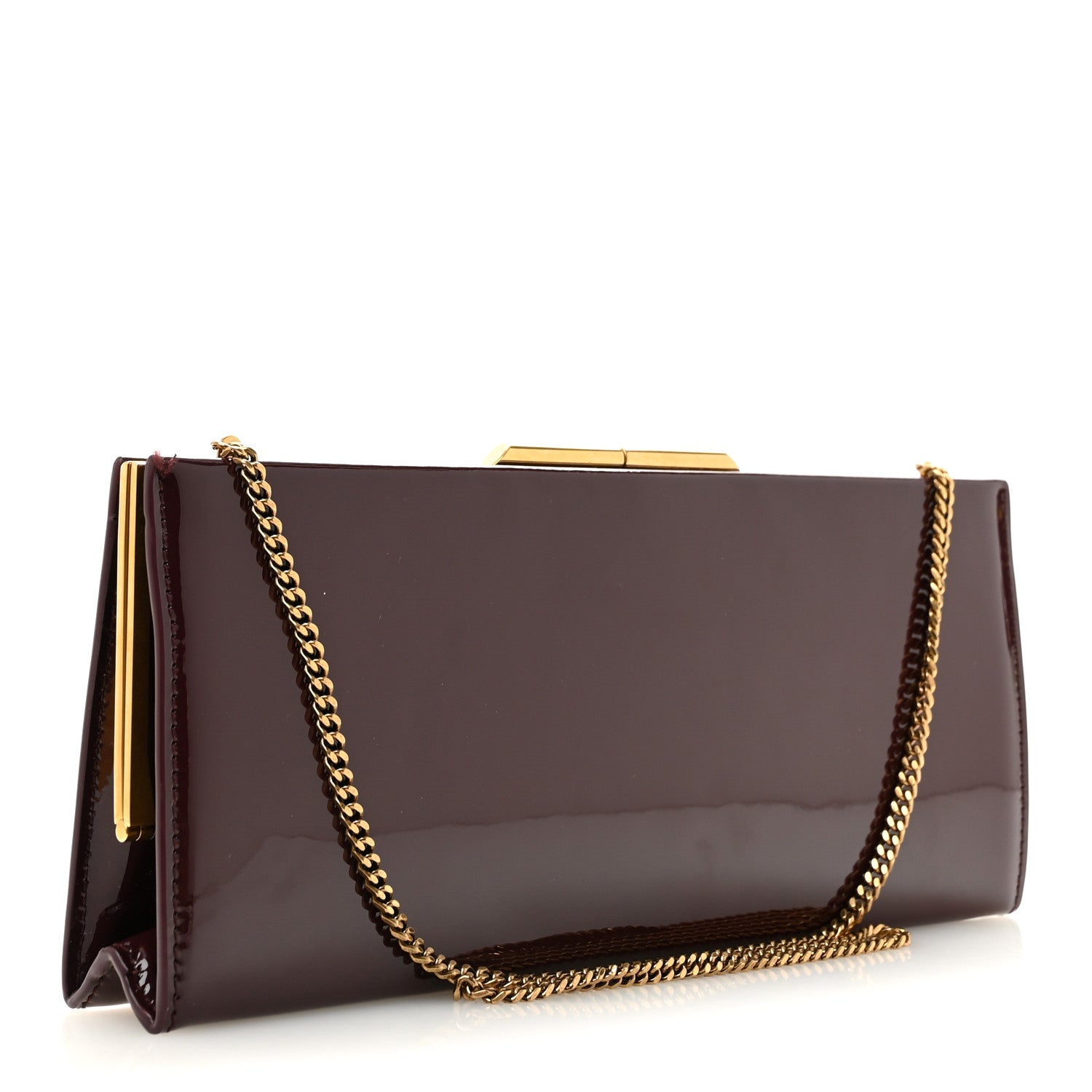 Saint Laurent Patent Clutch Rouge