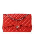 Chanel Lambskin Quilted Jumbo Double Flap Red